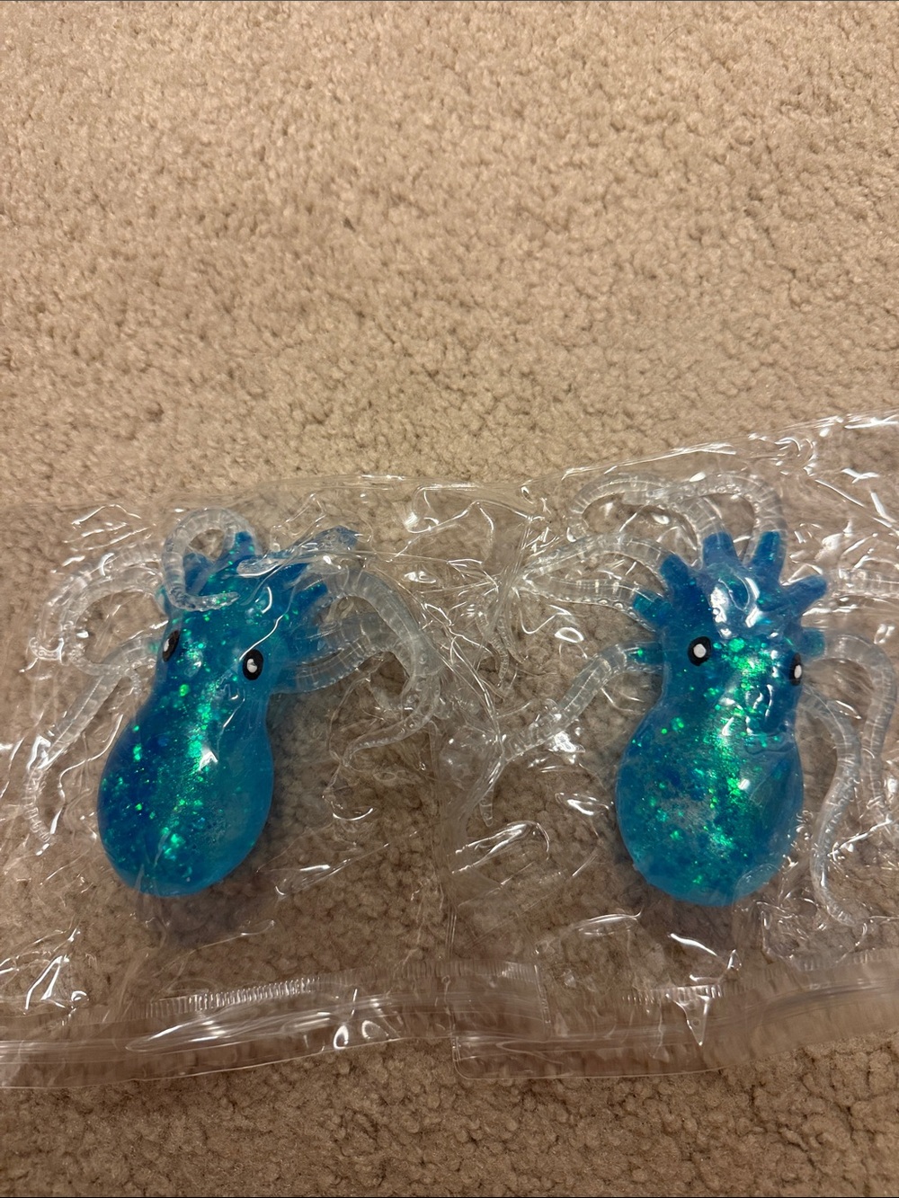 Blue Glitter Octopus Squishies Set of 2 Plus a Free Squishy